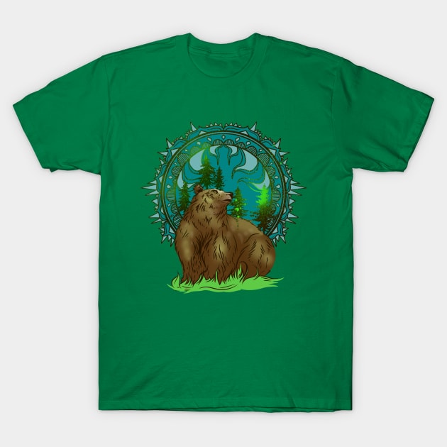 Bear Mandala T-Shirt by Manfish Inc.